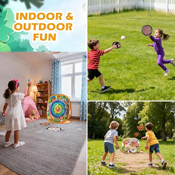 Bean Bag Toss Game Sets for Kids, Toss and Catch Ball Set for Kids Outdoor Baseball Toys for Toddlers Carnival Games for 3 4 5 6 7 Years Old Boys and Grils Backyard Outdoor Toy