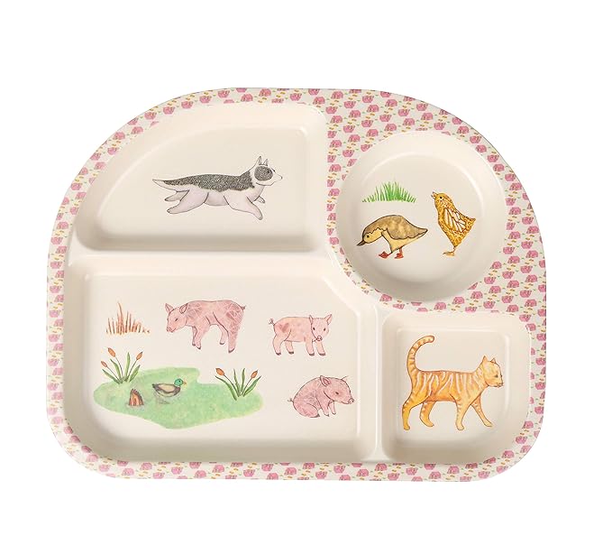 shopwithgreen 7Pcs/Set Bamboo Kids Dinnerware Set - Children Dishes - Food Plate Bowl Cup Spoon Fork Set Dishware, Cartoon Tableware, Dishwasher Safe Kids Healthy Mealtime, BPA Free