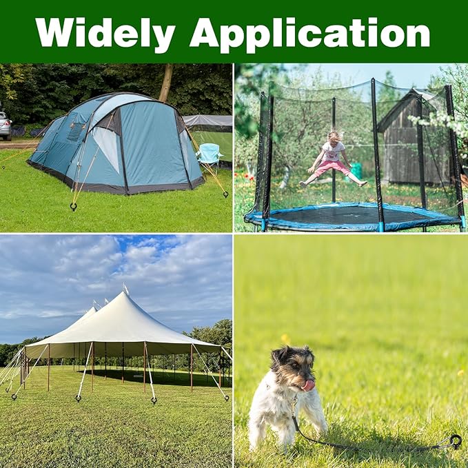 Ground Anchors Heavy Duty, Swing Set Anchor Kit 18 Inch 4 Pack Screw in Earth Anchors Trampoline Stakes High Wind Metal Auger Anchor for Shed Tent Carports Securing Animals Camping Mobile Home