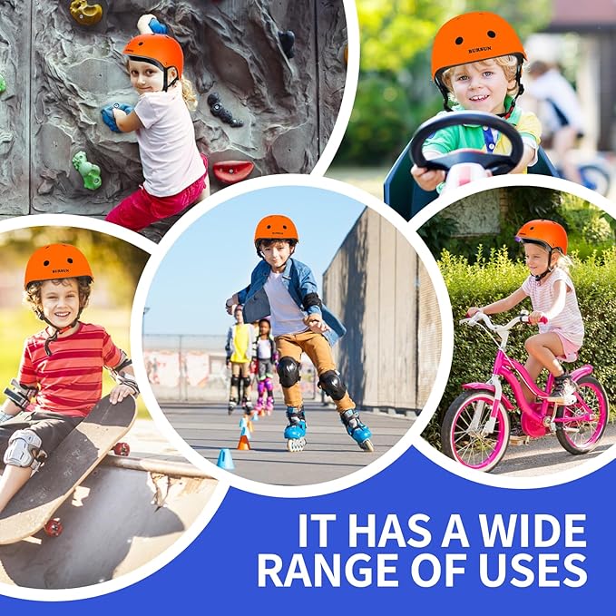 BURSUN Kids Bike Helmet Ventilation & Adjustable Toddler Helmet for Ages 2-14 Kids Boys Girls Multi-Sport Helmet for Skateboard Roller Skateing Bicycle Scooter blance Bike