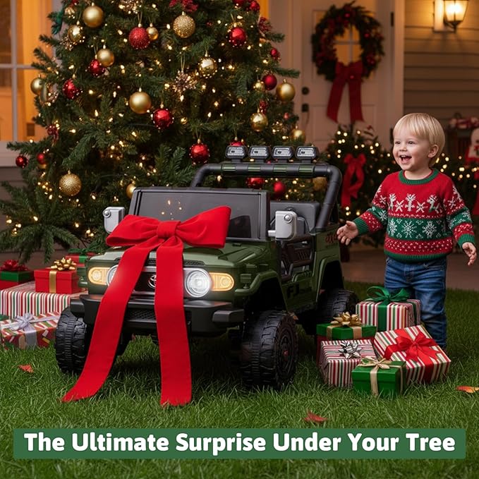 24V Ride on Toys for Kids, Licensed Toyota FJ, 2 Seater Ride on Car with Remote Control, Electric Car w/ 4-Wheeler Suspension, Led Light, Music, USB, Electric Vehicle for Age 3-8, Green