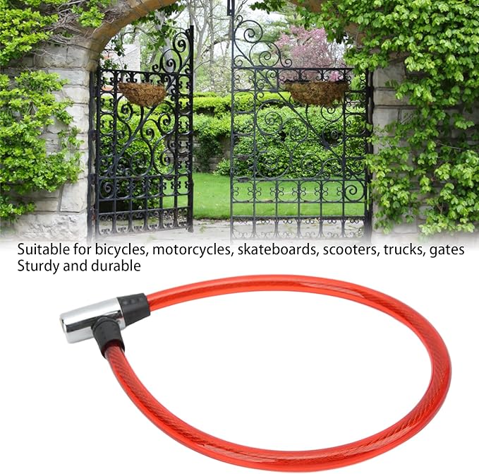 Bike Lock Cable with Key Steel Wire Portable Cable Lock Security Bike Lock for Bike Motorcycle Gate 3 Colors