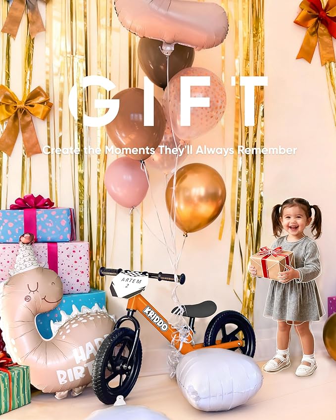 KRIDDO Toddler Balance Bike 2 Year Old, Age 18 Months to 5 Years Old, 12 Inch Push Bicycle with Customize Plate (3 Sets of Stickers Included), Gift Bike for 2-3 Boys Girls, Orange
