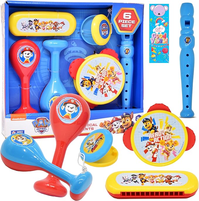 Paw Patrol Musical Instruments Toddlers Kids Music Toy Set Percussion Instrument Tambourine Maracas Recorder Flute for Children Preschool Education