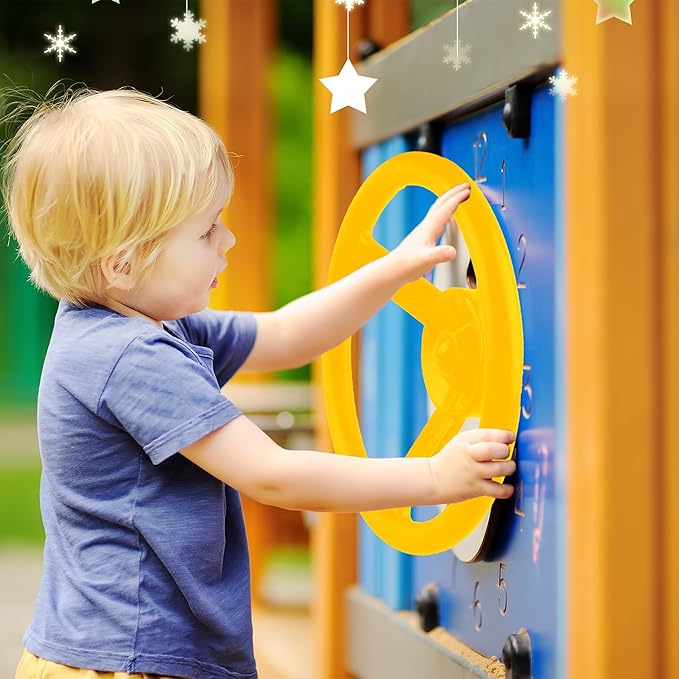 Steering Wheel Playset Plastic Swingset - Pirate Ship Wheel Accessories for Kids - Outdoor Garden Backyard Playroom Tree House Playground (Yellow, Purple, Red, Pink, 4)