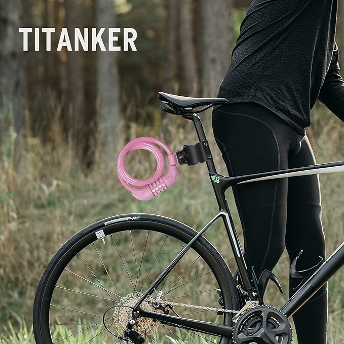 Titanker Bike Lock, Bicycle Lock 4 Feet Cable Lock 1/2 Inch Resettable Bike Lock Combination with Mounting Bracket, Bike Accessories for Bicycle, Electric Scooter, Motorcycle