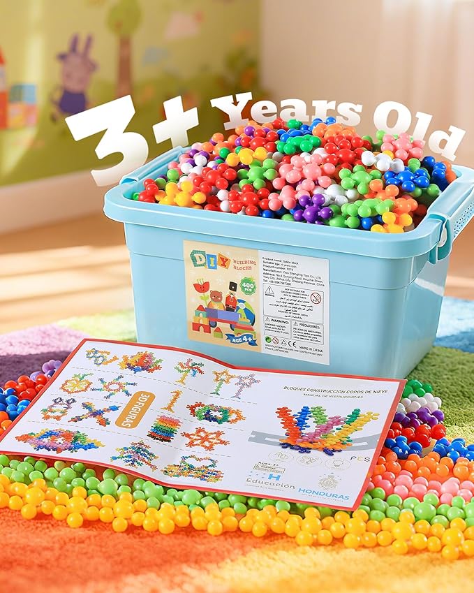 400 Pieces Building Blocks Kids STEM Toys Educational Discs Sets Interlocking Solid Plastic for Preschool Boys and Girls Aged 3+, Birthday for Boys Girls 3-5
