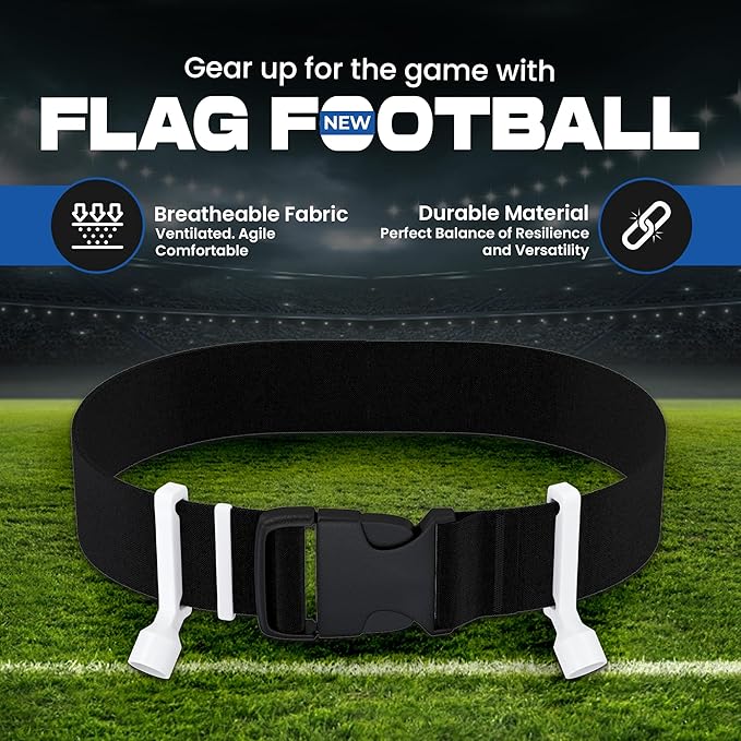 Gameday Flag Football Set – Kits for 2–14 Players w/Belts, Agility Cones & Carry Bag – Available in Multi Colors & Sizes
