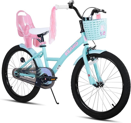 KEANO Zinnia 14 16 20 Inch Kids Bike for Girls Ages 3-10 Years, Girls' Bikes with Training Wheels, Streamers, Basket and Doll Seat, Children Bicycles