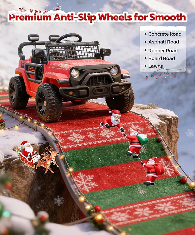 ELEMARA Ride on Toys for Kids, 3.5 mph Ride On Car for Toddlers, 12V Battery Operated Car w/Bluetooth, Remote, LED Lights, Toddler Electric Car to Drive, 3 Speeds Electric Vehicles for Child- Red