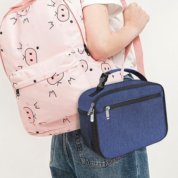 Kids Lunch Box for Boys Girls Lunch Bag Insulated Durable Lunchbox Children Lunch Tote Bag for School Dark Blue