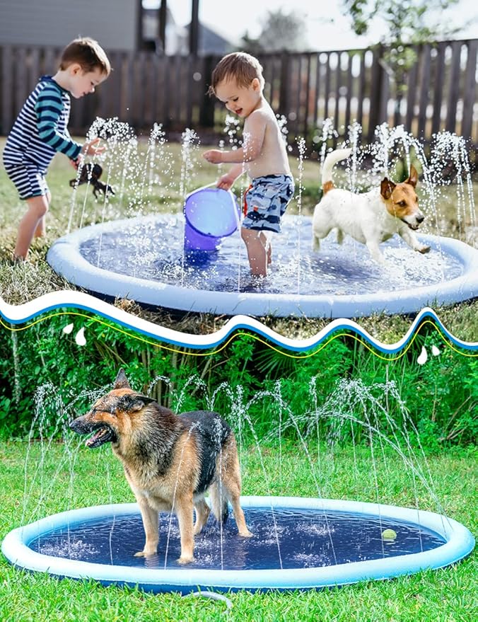 Jasonwell Splash Pad Sprinkler for Kids Splash Play Mat Outdoor Water Toys Inflatable Splash Pad Baby Toddler Pool Boys Girls Children Outside Backyard Dog Sprinkler Pool Age 1 2 3 4 5 6 7 8 9 3XL