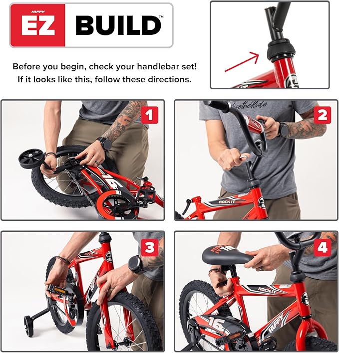 Huffy Upshot 12/16/20 Inch Boys' Bike for Kids, Ages 3+ Years Old, Multiple Color Options, Removable Training Wheels (12" and 16" Only), BMX Design, Designed for Growth, Durable, Easy Assembly