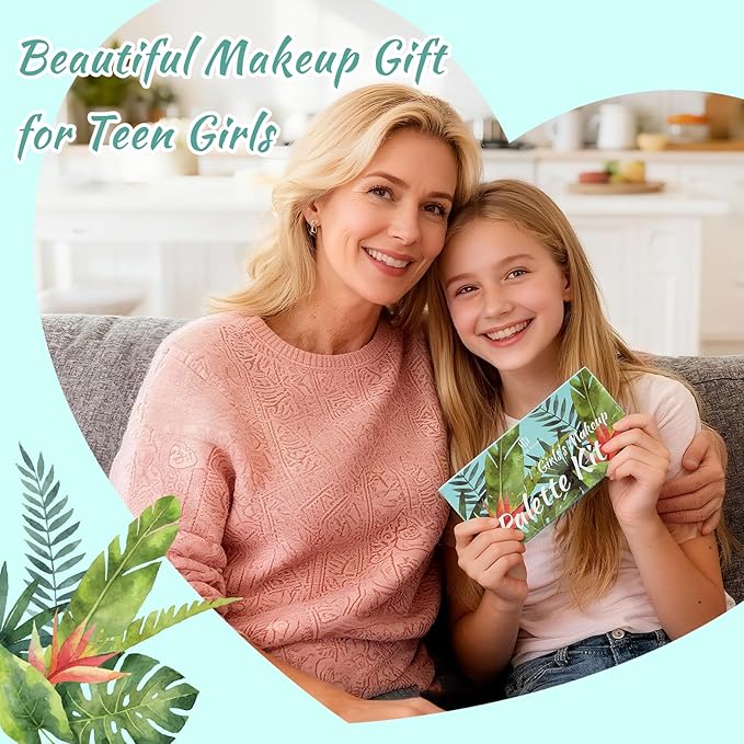 Color Nymph Girls Eye & Cheek Makeup Palette - Eyeshadow & Blush & Highlighter Palette for Teens Girls Tweens, Beginner-Friendly, Gentle Makeup Kits for Starter, Makeup Gift for Christmas (Mint Green)