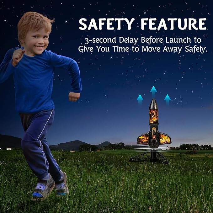 Rocket Launcher for Kids - 200 Ft of Flight Altitude, Model Rocket with Launch Set, Rockets Outdoor Toys with Safely Parachute, Easter Birthday Toys for Boys & Girls Ages 5 6 7 9 10 12 8-13 Years Old