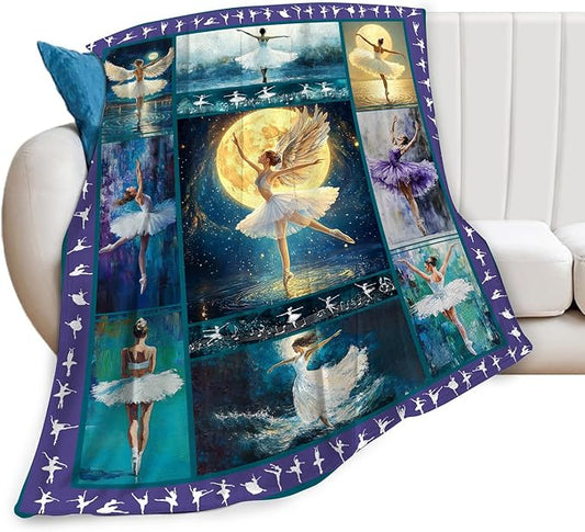 Ballet Dance Blanket Fleece Soft Warm Plush Dance Throw Blanket Lightweight Plush Fuzzy Cozy Dancing Blankets Gift for Girls Woman Kids Adult Suitable for Couch Sofa BedSofa Bed 50"X40"