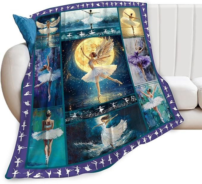 Ballet Dance Blanket Fleece Soft Warm Plush Dance Throw Blanket Lightweight Plush Fuzzy Cozy Dancing Blankets Gift for Girls Woman Kids Adult Suitable for Couch Sofa BedSofa Bed 80"X60"