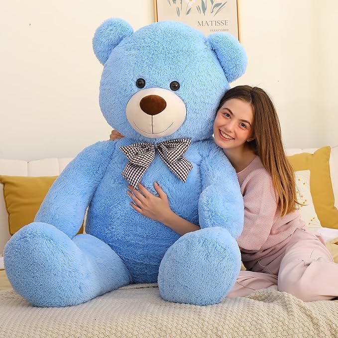 MaoGoLan Giant Teddy Bear Plush, Life Size Large Teddy Bear Stuffed Animal 5 Feet,Soft and Fluffy Big Teddy Bear Gift for Baby Shower,Christmas,Valentines,Blue