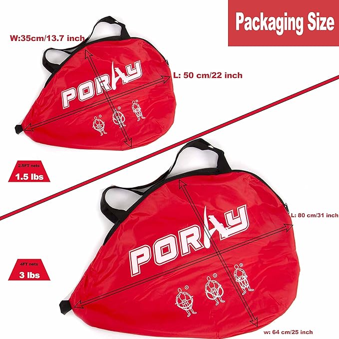 Poray Soccer Goal for Kid Easy-up Set of Two Portable Soccer Net 210D Oxford with 8 Field Marker Cones Extra Stakes Fun for Backyard and Soccer Training