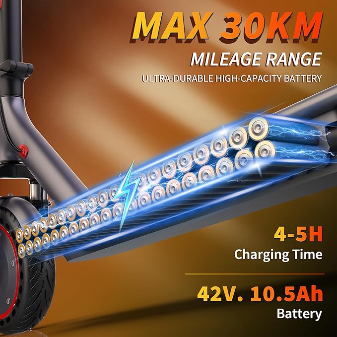 Electric Scooter - 8.5"/10'' Solid Tires, 350W/500W Motor, Up to 19-22MPH and 21-24Miles Long-Range Portable Commuting Scooter for Adults with Double Braking System and App