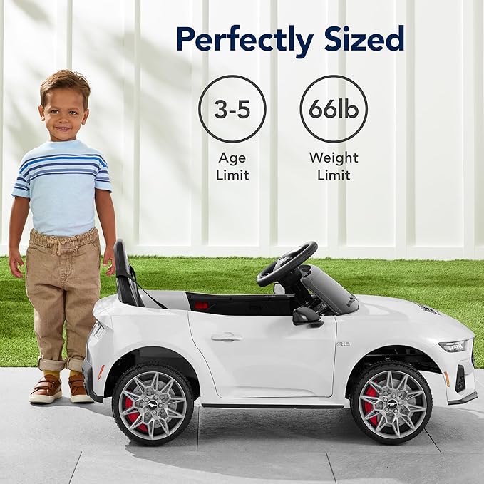 Best Choice Products Kids 12V Electric Ride On Car Officially Licensed Ford Mustang w/Parent Control, LED Lights, 2 Speeds, Bluetooth - White