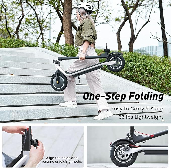 Electric Scooter, 650W/500W/350W Powerful Motor, 22/18 MPH Top Speed, 23/21 Miles Long Range, 10"/8.5" Pneumatic Tires, Smart App, UL Certified Foldable Commuting Electric Scooter for Adults and Teens