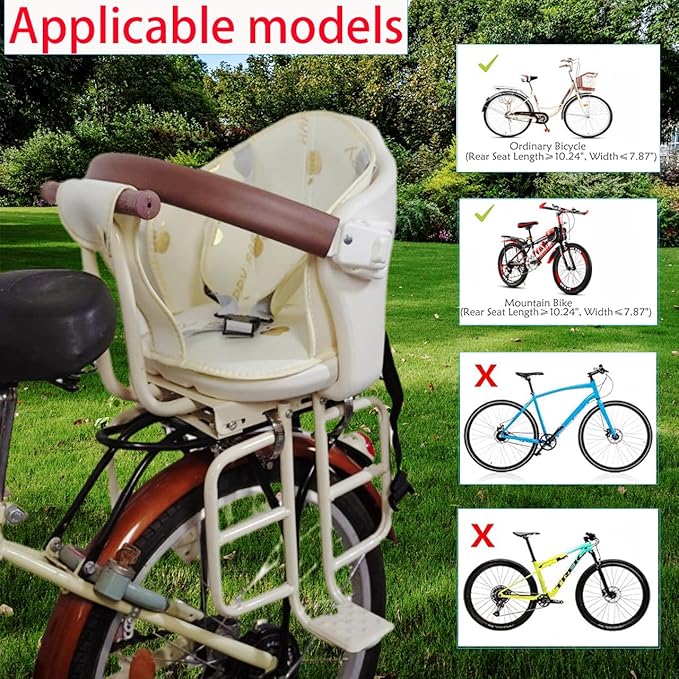 Rear Kid's Bike Seat,Rear Mounted Child Bike Seat Wraparound Attachment for Adult Bike with Armrest Harness and Pedals,Toddler Bike Seat for Child Ages 6 Months to 6 Years(Up to 110lb)