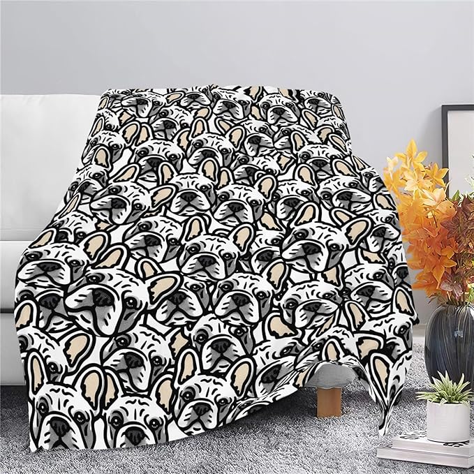 Boston Terrier Throw Blanket French Bulldog Frenchie Puppy Stuff Gifts for Dog Lover Kids Girls Boys Adults Women Men Soft Cozy Warm Plush Fluffy Fuzzy Fleece Blanket Decor 60''X80''