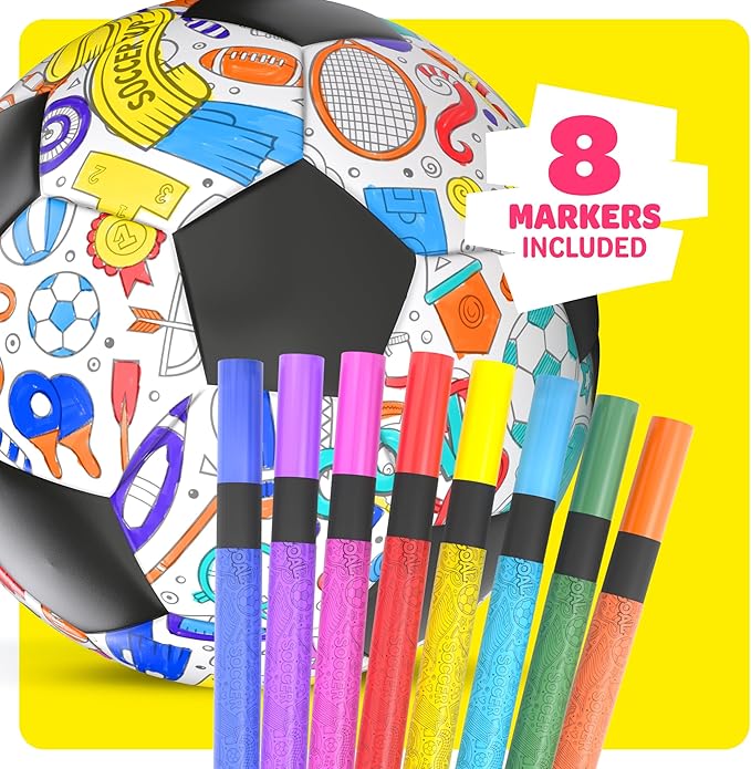 Soccer Ball Coloring Kit for Kids - Soccer Gifts for Girls & Boys - Sports Gifts - 3 4 5 6 7 8 Year Old Boy Birthday Gift - Craft Kits for Kids Ages 4-8 - Boy Toys for 4 Year Old - Games Accessories