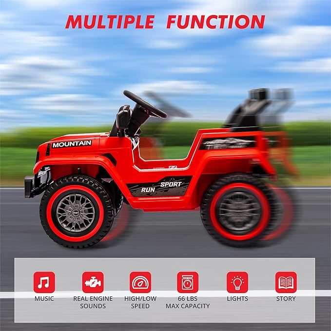 12V Kids Ride-on Truck with Parent Remote Control,All-Terrain Electric Car with Twin 35w Motors, 3 Speeds & Spring Suspension,LED Lights for Fun Night Drives,Ideal Gift for Boys & Girls