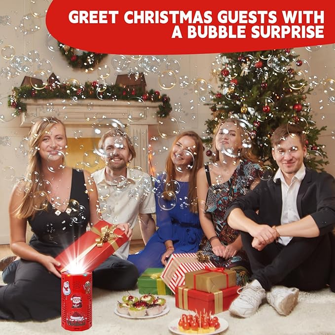 Fireworks Bubble Machine with DIY Sticker,Portable Automatic Bubble Machine with Lights and Closeable Music/DIY Sticker,Bubble Maker Toys for Kids & Adults Outside Activities Parties Wedding Christmas