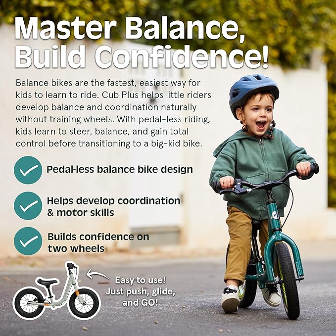 Retrospec Cub Plus Toddler Balance Bike for Boys & Girls Ages 18 Months - 4 Years No Pedals with Lightweight Frame and Adjustable V-Brake, Seat and Handlebar for Kids