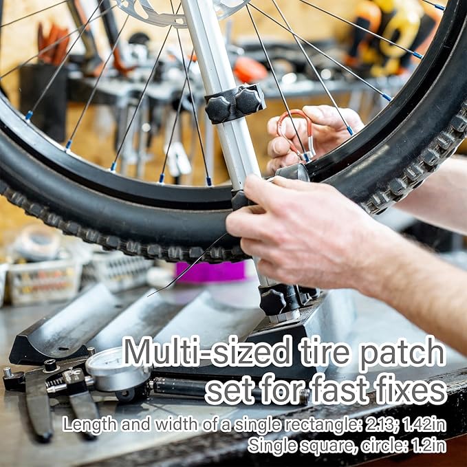 70 Pcs Bike Tire Repair Kit Contains 24 Pcs of Vulcanized Tire Patch