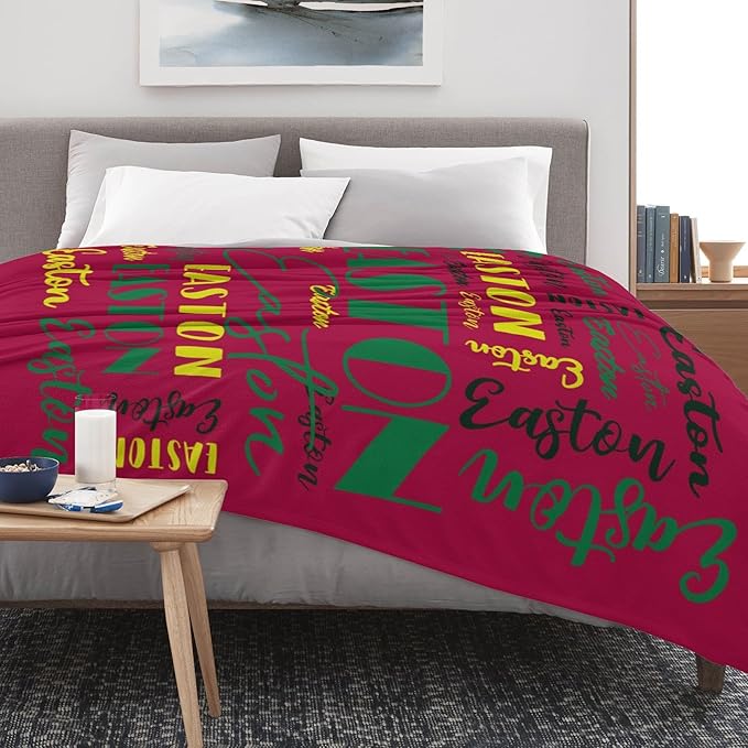 Name Blanket Personalized Blanket for Adult Kids Flannel Customize Throw Blanket Custom (Color 15, 60 x 80 Inches)