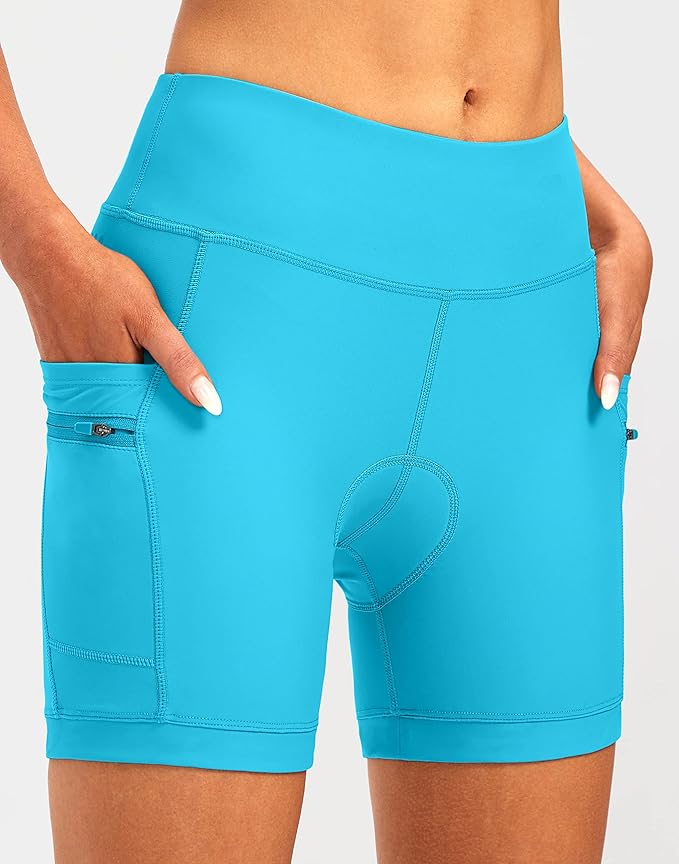 Women's 4D Padded Bike Shorts 5"/7" Riding Underwear Cycling Bicycle Road Biking Cycle Shorts for Women Zipper Pockets