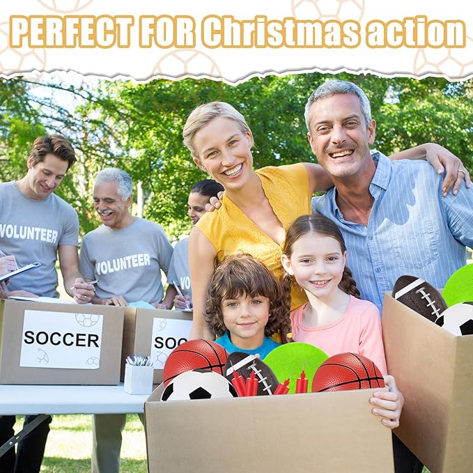 Sports Balls with Pump for Kids 5" Basketball, 5" Soccer, 5" Playground Ball, 6.3" Football for Indoor Outdoor Play Games Gifts