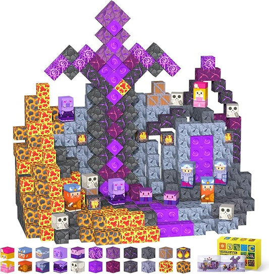 Magnetic Blocks—120PCS Magnet Toys for Kids, Magnetic Building Blocks Cubes, Montessori Sensory Stacking Magnets School STEM Toys Birthday Gifts for Boys&Girls Age 3+ Years Old (Volcanic)