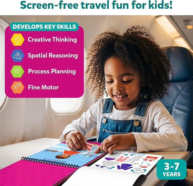 Skillmatics Reusable Sticker Activity Book - Peelies, 100+ Reusable Stickers, 6 Pictures, Mess-Free Fun for Kids, Creative Play & Travel Toy, Gifts for Ages 3, 4, 5, 6, 7