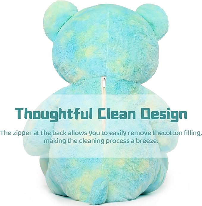 Tezituor Big Blue Teddy Bear Stuffed Animal,40 inch Giant Bear Plush Toys for Adult & Kids Boys Girls,Rainbow Jumbo Bears Plushie Gifts for Baby Shower Party,Valentine,Christmas,Birthday