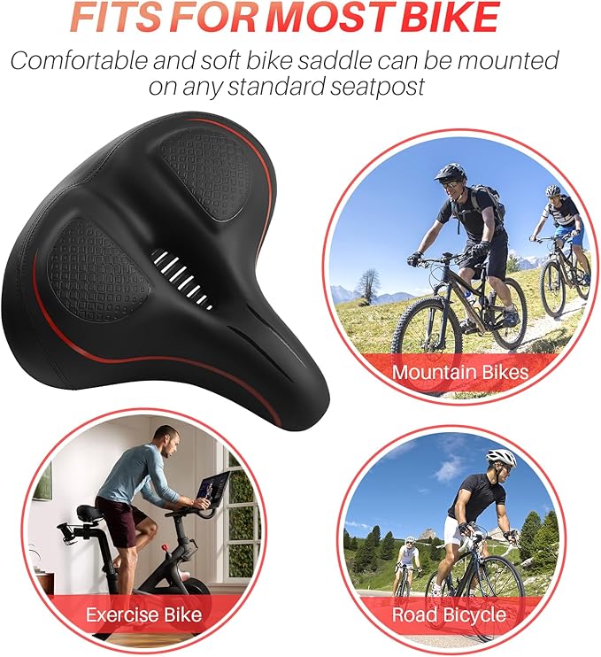 Oversized Bike Seat for Peloton Bike & Bike+, Wide Bicycle Saddle Replacement Compatible with Peloton, Exercise or Road Bikes, Seat Cushion for Men & Women