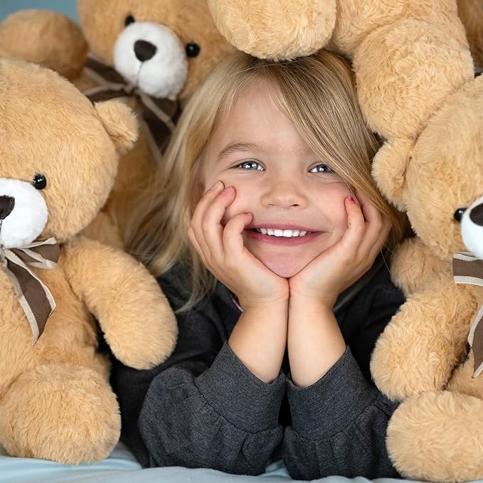 Tezituor Teddy Bears Stuffed Animal 7 Packs in Bulk, Small Teddy Bear Bulk 12" for Baby Shower Decorations, Stuffed Bear Plush Toy for Wedding Birthday Christmas Party Decorations