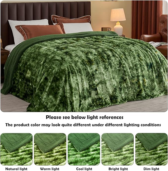 NEWCOSPLAY Super Soft Faux Fur Blanket Twin Size Green Sherpa Fuzzy Plush Warm Blanket for Sofa Bed (Green, Twin(60"x80"))