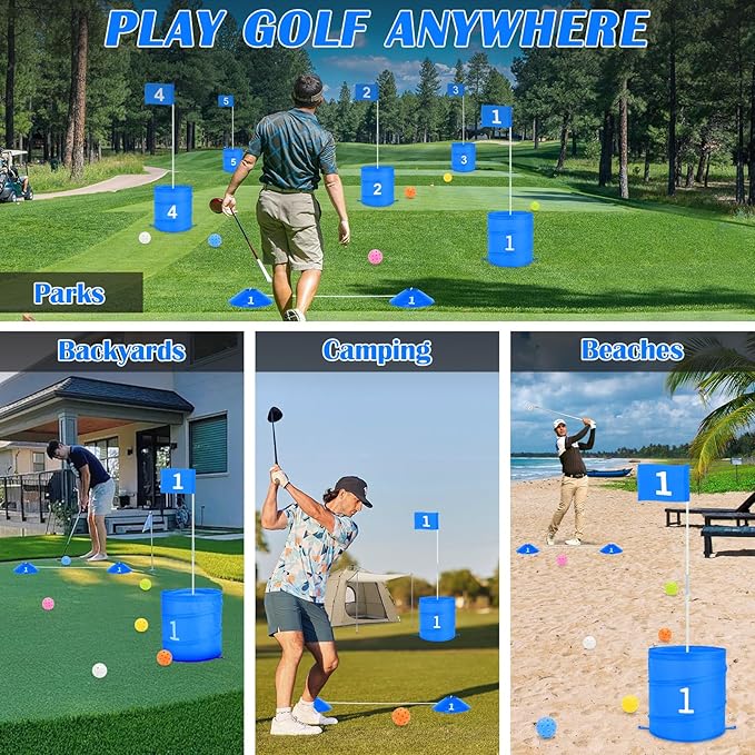 deAO Golf Yard Game Backyard Golf Games for Kids Adults, Portable 6 Holes Golf Course with Balls and Flag,Family Golf Gifts for Outdoor Indoor,Lawn, Park, Beach, Camping, Hotel (Blue)
