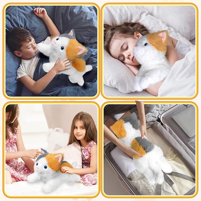 19 inch 3 Pounds Cat Weighted Stuffed Animals, Realistic Weighted Cat Stuffed Animal, Sensory Comfort Plush Throw Pillow, Soft Kawaii Kitty Plush Toy Gift for Adults Kids Youth