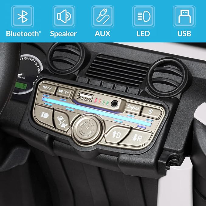 Kidzone Licensed Land Rover Defender 110 SVX 12V Ride On Car for Kids Ages 3–8, Electric SUV Toy with Parent Remote Control, Bluetooth Music, LED Headlights, Off-Road Wheels, White