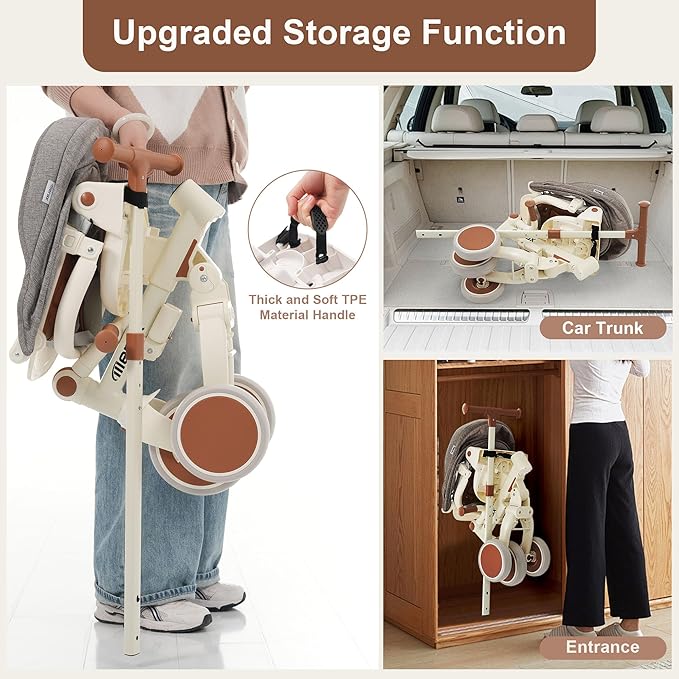 Merax 7-in-1 Foldable Toddler Tricycle Removable Pedal, Canopy and Guardrail Adjustable Push Handle