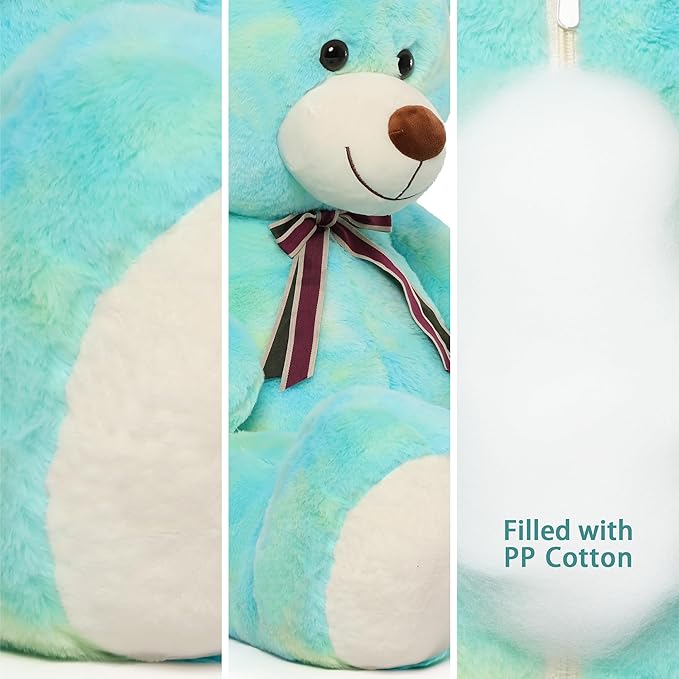 Tezituor Big Blue Teddy Bear Stuffed Animal,40 inch Giant Bear Plush Toys for Adult & Kids Boys Girls,Rainbow Jumbo Bears Plushie Gifts for Baby Shower Party,Valentine,Christmas,Birthday