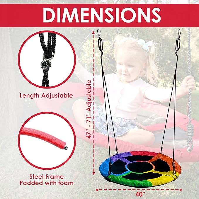 Tree Swing for Kids, Round Swings for Kids Outdoor, Weather Resistant Fabric