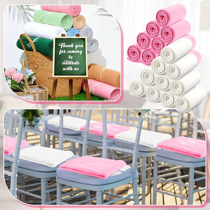 Newwiee 24 Pcs Fleece Throw Blankets Bulk Outdoor Wedding Guest Gifts Soft Lightweight Sleepover Lap Blankets Pet Home Sofa Couch Office Donation Homeless, 50 x 60 Inch (Light Pink/White)