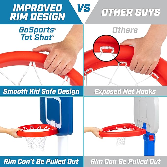 GoSports Tot Shot Toddler Basketball Set - Kids Indoor & Outdoor Toy Hoop with Adjustable Height